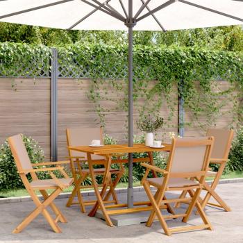 ARDEBO.de - 5-tlg. Garten-Essgruppe Stoff und Massivholz Taupe