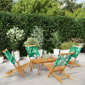 ARDEBO.de - Gartenstühle 4 Stk. Klappbar Grün Stoff und Massivholz