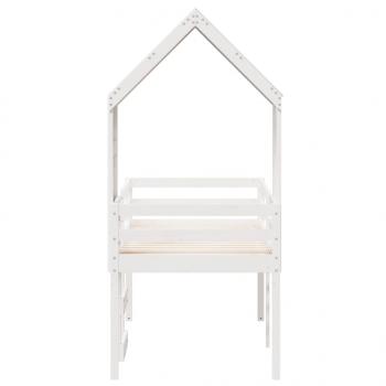 Hochbett mit Dach Weiß 80x200 cm Massivholz Kiefer