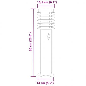 Wegeleuchte mit Bewegungsmelder Silbern 60 cm Edelstahl