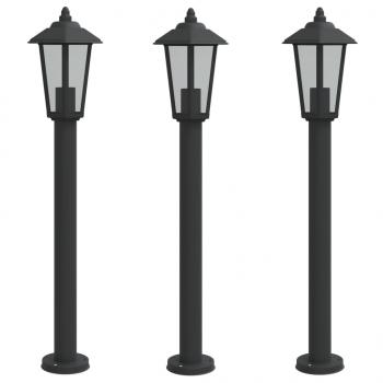 Wegeleuchten 3 Stk. Schwarz 80 cm Edelstahl