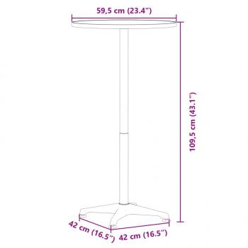 Outdoor-Bartisch Höhenverstellbar Ø59,5x70/109,5 cm Aluminium