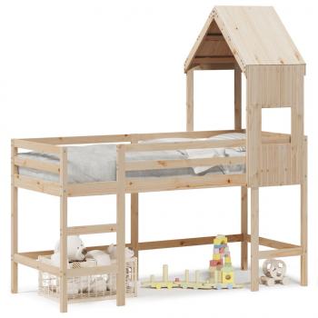 ARDEBO.de - Hochbett mit Leiter und Dach 90x190 cm Massivholz Kiefer