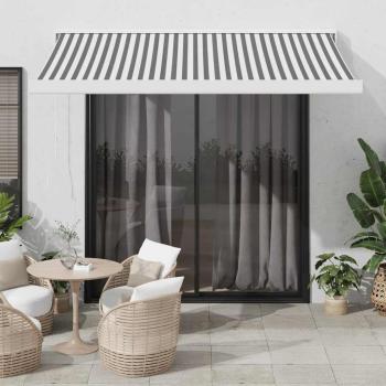 ARDEBO.de - Markise Einziehbar Anthrazit & Weiß 3,5x2,5 m Stoff & Aluminium