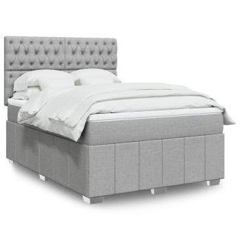 ARDEBO.de - Boxspringbett mit Matratze Hellgrau 140x200 cm Stoff