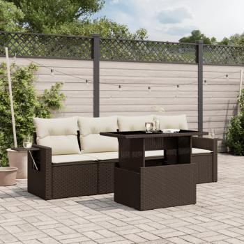ARDEBO.de - 5-tlg. Garten-Sofagarnitur mit Kissen Braun Poly Rattan
