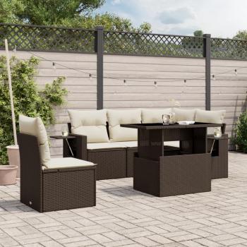 ARDEBO.de - 6-tlg. Garten-Sofagarnitur mit Kissen Braun Poly Rattan