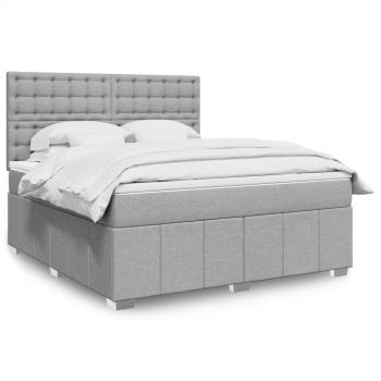 ARDEBO.de - Boxspringbett mit Matratze Hellgrau 180x200 cm Stoff