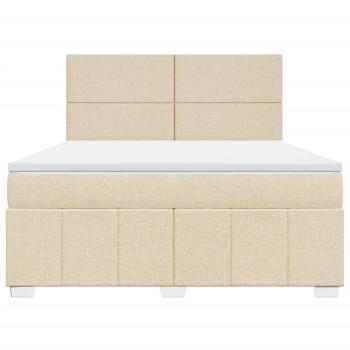 Boxspringbett mit Matratze Creme 180x200 cm Stoff