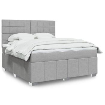 ARDEBO.de - Boxspringbett mit Matratze Hellgrau 180x200 cm Stoff