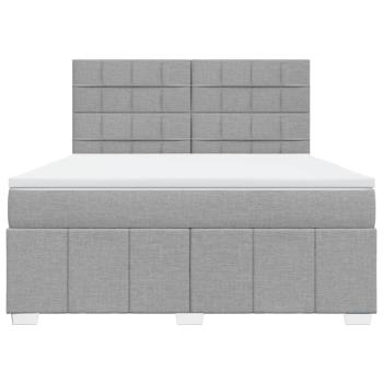 Boxspringbett mit Matratze Hellgrau 180x200 cm Stoff
