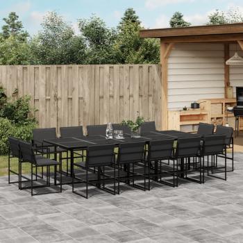 ARDEBO.de - 15-tlg. Garten-Essgruppe mit Kissen Schwarz Textilene