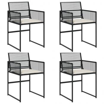 Gartenstühle mit Kissen 4 Stk. Schwarz Poly Rattan