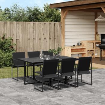 ARDEBO.de - 7-tlg. Garten-Essgruppe Schwarz Textilene