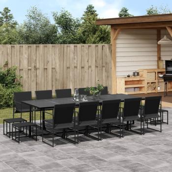 ARDEBO.de - 15-tlg. Garten-Essgruppe Schwarz Textilene