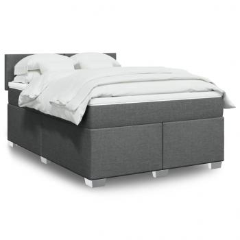 ARDEBO.de - Boxspringbett mit Matratze Dunkelgrau 160x200 cm Stoff