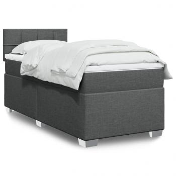 ARDEBO.de - Boxspringbett mit Matratze Dunkelgrau 90x200 cm Stoff
