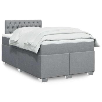 ARDEBO.de - Boxspringbett mit Matratze Hellgrau 120x190 cm Stoff