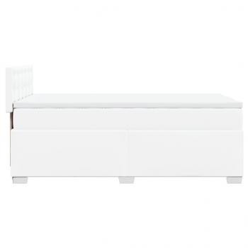 Boxspringbett mit Matratze Weiß 90x200 cm Kunstleder