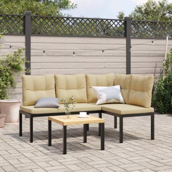ARDEBO.de - Gartenbänke mit Kissen 2 Stk. Schwarz Pulverbeschichteter Stahl