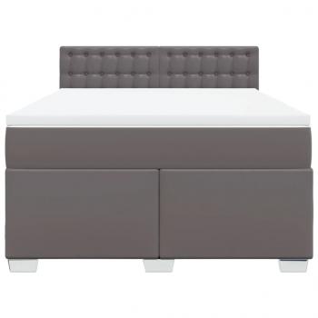 Boxspringbett mit Matratze Grau 160x200 cm Kunstleder