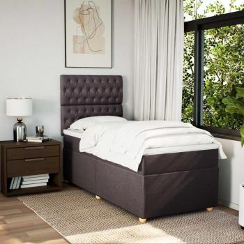 ARDEBO.de - Boxspringbett mit Matratze Dunkelbraun 80x200 cm Stoff