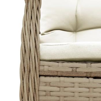 ARDEBO.de - 7-tlg. Garten-Essgruppe mit Kissen Beige Poly Rattan