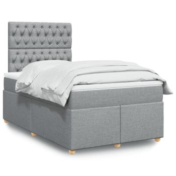 ARDEBO.de - Boxspringbett mit Matratze Hellgrau 120x190 cm Stoff