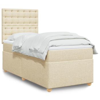 ARDEBO.de - Boxspringbett mit Matratze Creme 100x200 cm Stoff
