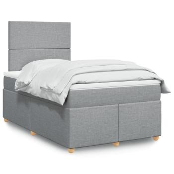 ARDEBO.de - Boxspringbett mit Matratze Hellgrau 120x190 cm Stoff