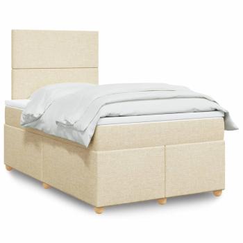 ARDEBO.de - Boxspringbett mit Matratze Creme 120x200 cm Stoff