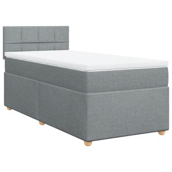 Boxspringbett mit Matratze Hellgrau 100x200 cm Stoff