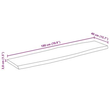 Tischplatte mit Baumkante 180x40x3,8 cm Raues Mango Massivholz