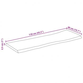 Tischplatte mit Baumkante 110x40x2,5 cm Raues Mango Massivholz