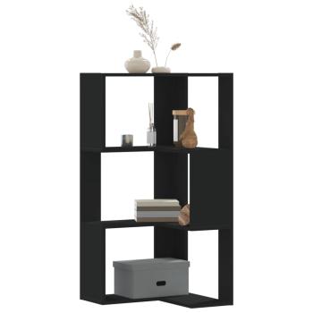 ARDEBO.de - Eck-Bücherregal 3 Böden Schwarz 50x50x102 cm Holzwerkstoff