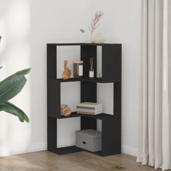 Eck-Bücherregal 3 Böden Schwarz 50x50x102 cm Holzwerkstoff