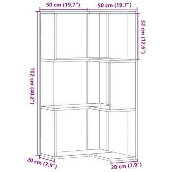 Eck-Bücherregal 3 Böden Schwarz 50x50x102 cm Holzwerkstoff