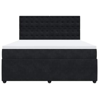 Boxspringbett mit Matratze Schwarz 180x200 cm Samt