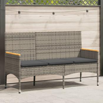 ARDEBO.de - Gartenbank 3-Sitzer mit Kissen Grau Poly Rattan