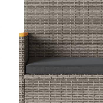 Gartenbank 3-Sitzer mit Kissen Grau Poly Rattan