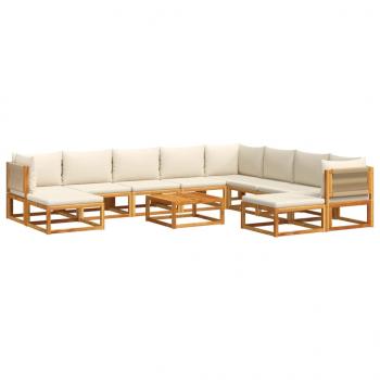 11-tlg. Garten-Sofagarnitur mit Kissen Massivholz Akazie