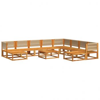 11-tlg. Garten-Sofagarnitur mit Kissen Massivholz Akazie