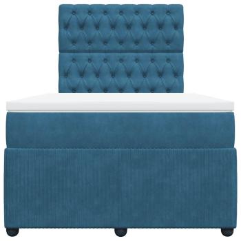 ARDEBO.de - Boxspringbett mit Matratze Blau 120x190 cm Samt