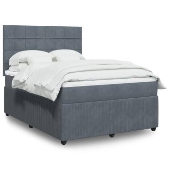 ARDEBO.de - Boxspringbett mit Matratze Dunkelgrau 140x200 cm Samt