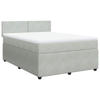 Boxspringbett mit Matratze Hellgrau 140x190 cm Samt