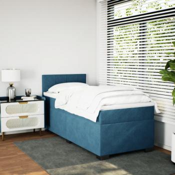 Boxspringbett mit Matratze Blau 80x200 cm Samt