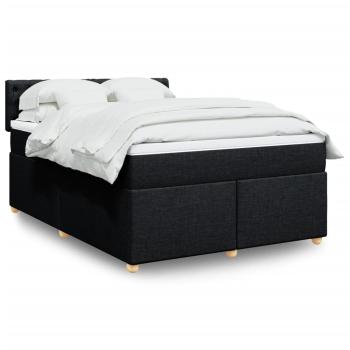 ARDEBO.de - Boxspringbett mit Matratze Schwarz 140x200 cm Stoff