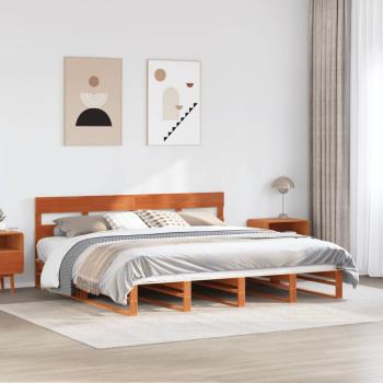 ARDEBO.de - Massivholzbett ohne Matratze Wachsbraun 200x200 Kiefernholz