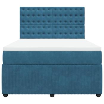 Boxspringbett mit Matratze Blau 140x190 cm Samt