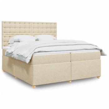 ARDEBO.de - Boxspringbett mit Matratze Creme 200x200 cm Stoff